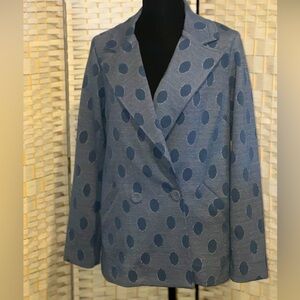 Eva Franco Anthropologie Priscilla Denim Polka Dot Blazer